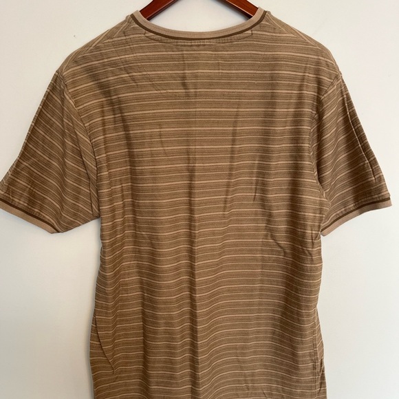 Pierre Cardin Pima Cotton Men's Striped V-Neck T-Shirt Brown size medium - Picture 3 of 3